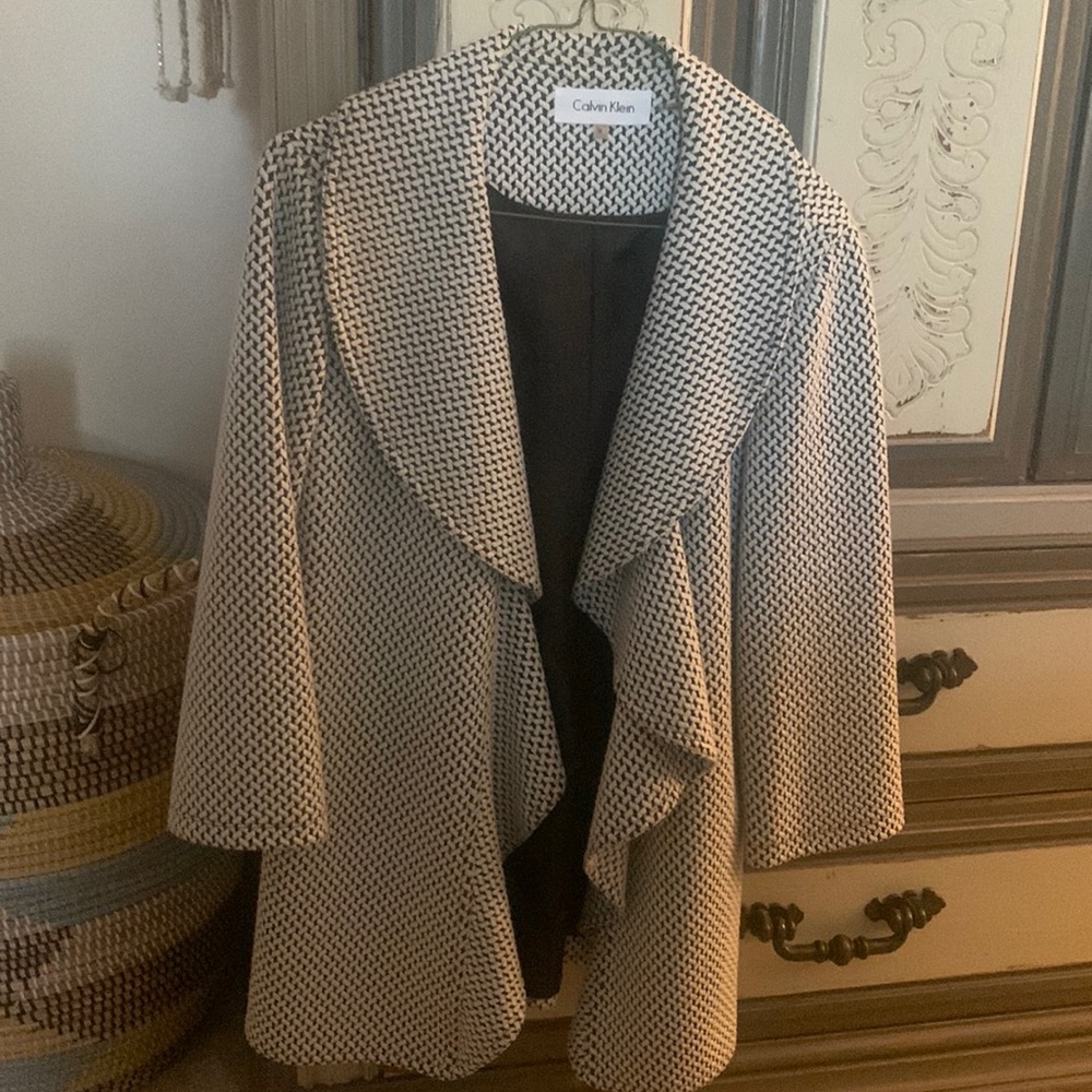 Calvin Klein open ruffle blazer
